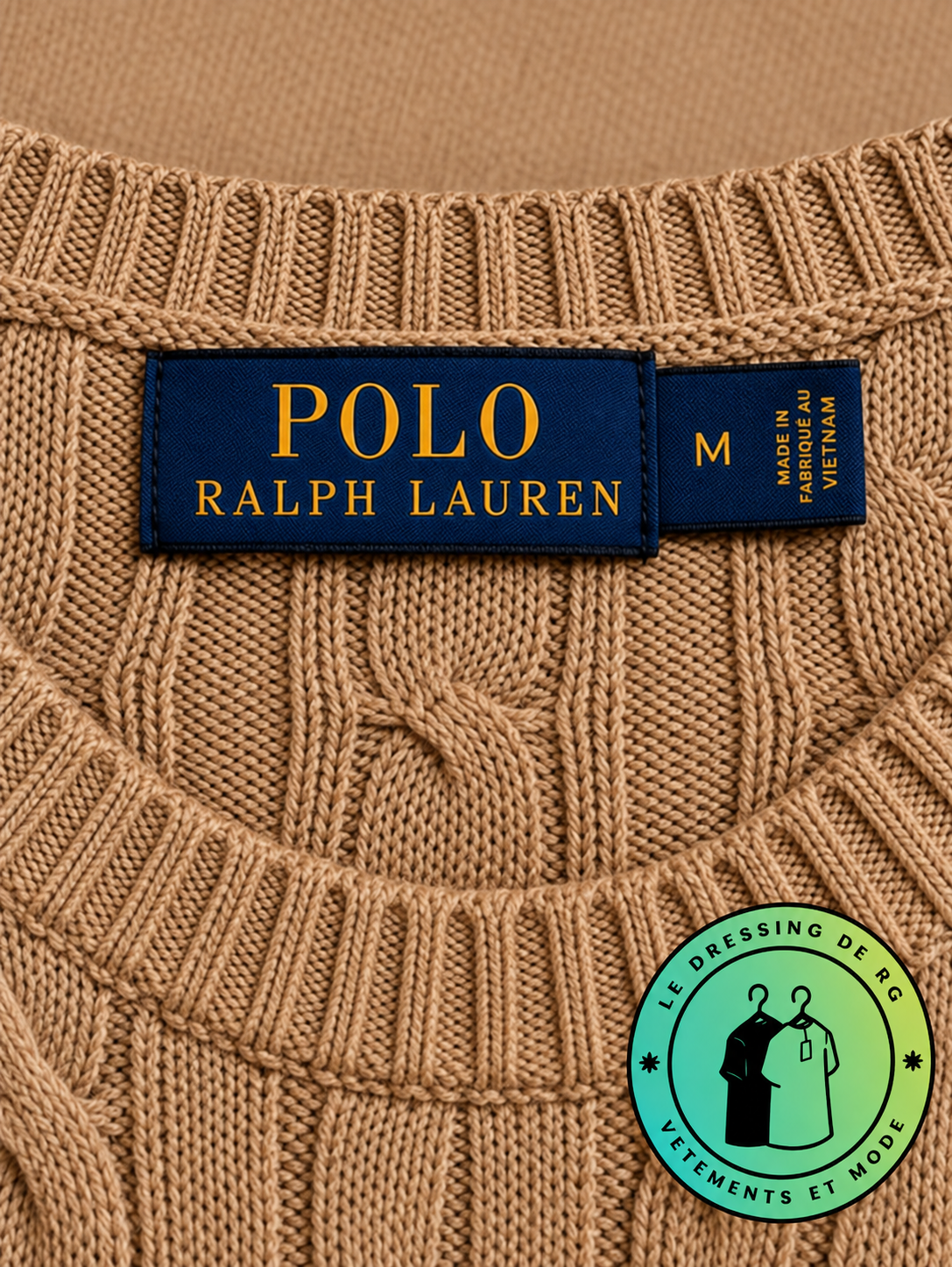 Polo Ralph Lauren   Pull pour homme en coton méché torsadé – Marron Clair
