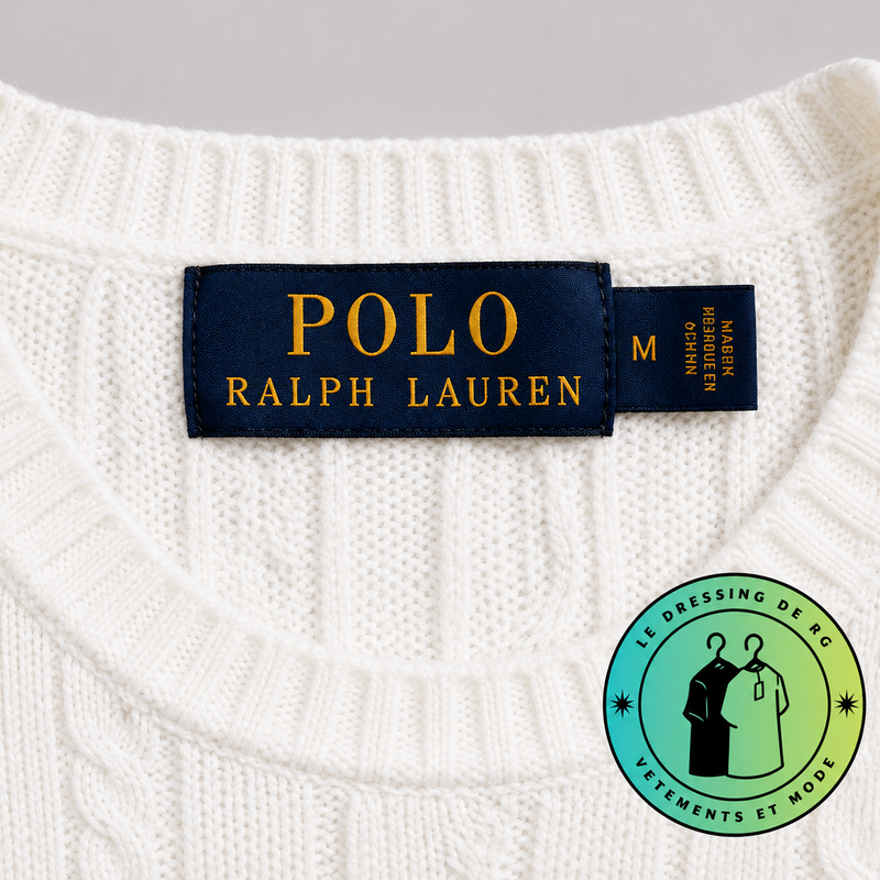 Polo Ralph Lauren   Pull pour homme en coton méché torsadé – Blanc