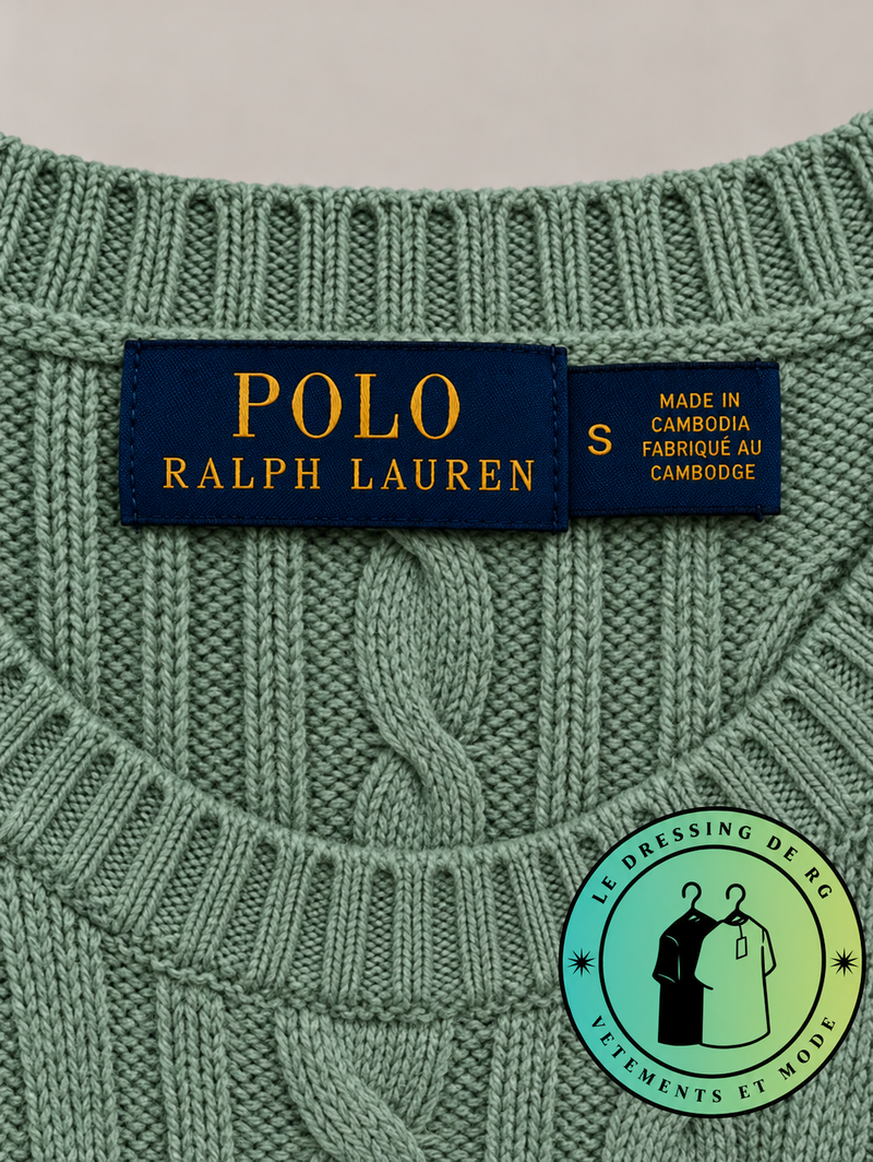 Polo Ralph Lauren   Pull pour homme en coton méché torsadé – Vert Olive