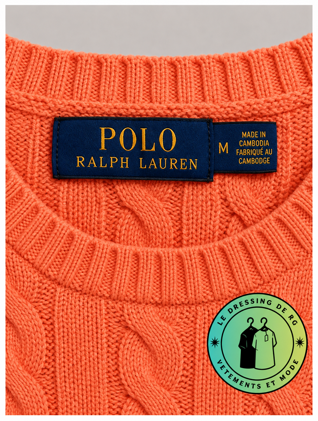 Polo Ralph Lauren   Pull pour homme en coton méché torsadé – Orange Clair