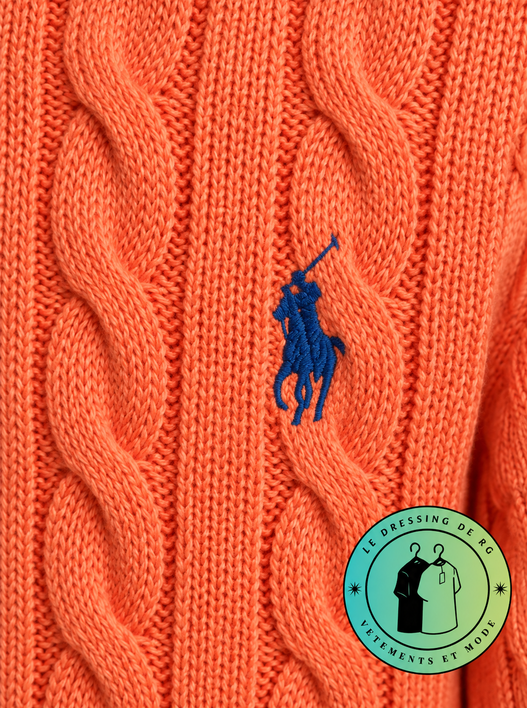 Polo Ralph Lauren   Pull pour homme en coton méché torsadé – Orange Clair