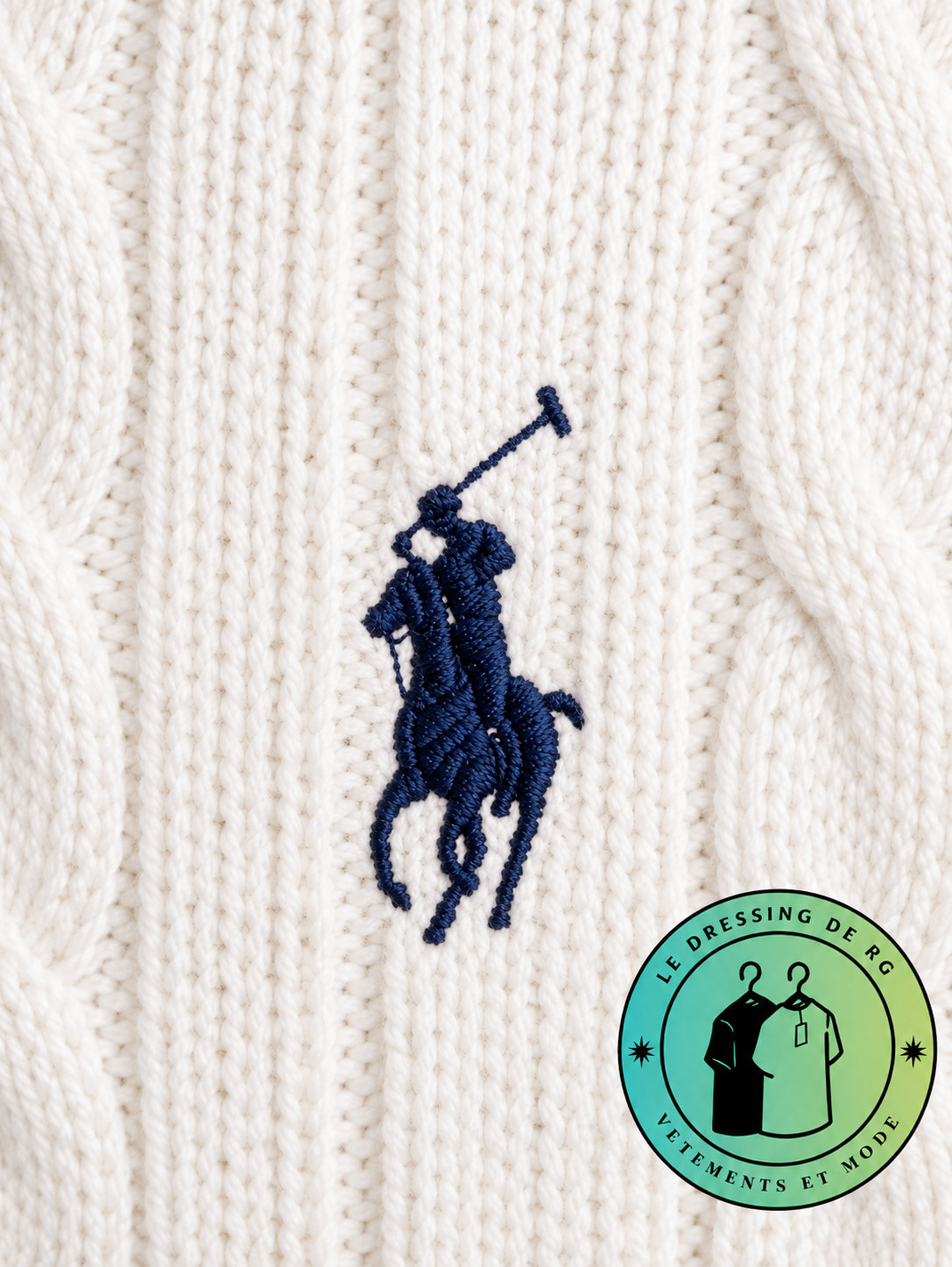 Polo Ralph Lauren   Pull pour homme en coton méché torsadé – Blanc