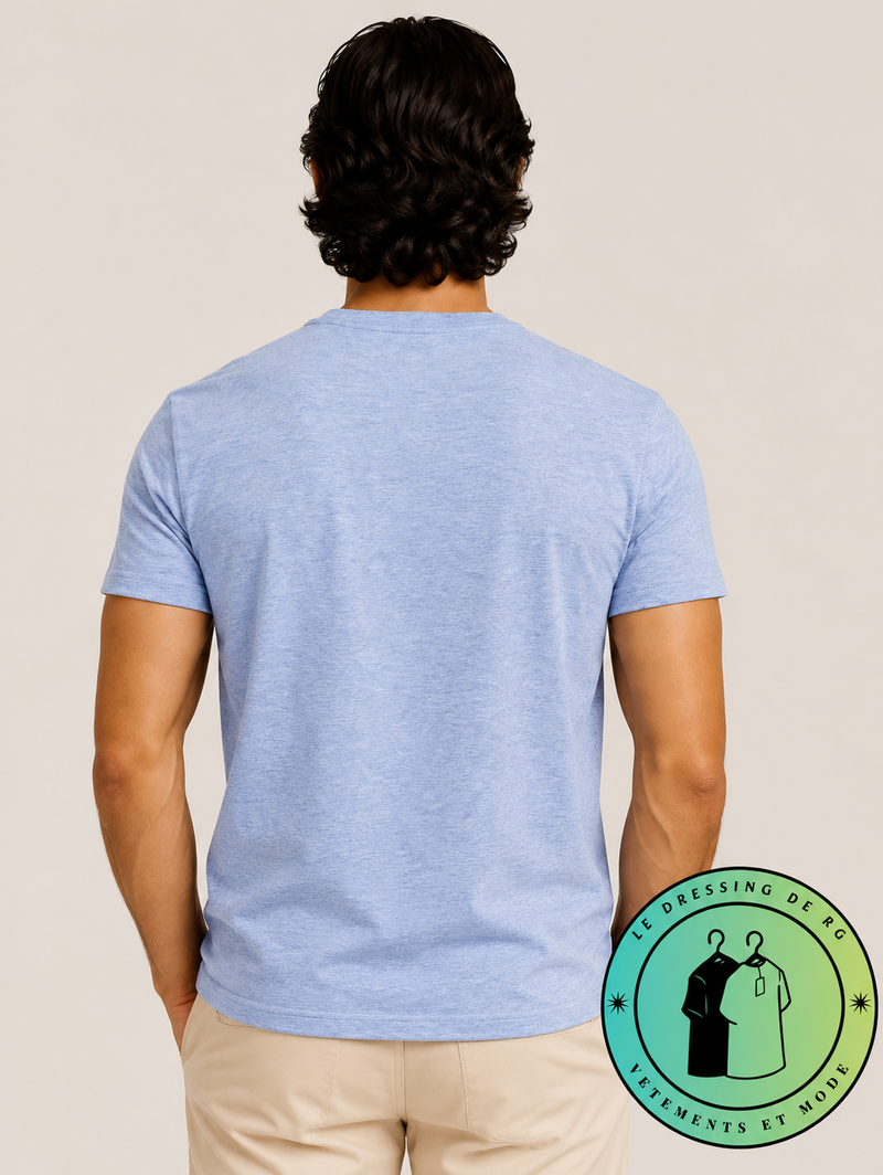 T-shirt Custom Slim Fit en coton doux Bleu Chiné