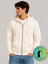 Polo Ralph Lauren   Sweat à capuche zippé en maille double Crème
