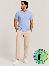 T-shirt Custom Slim Fit en coton doux Bleu Chiné