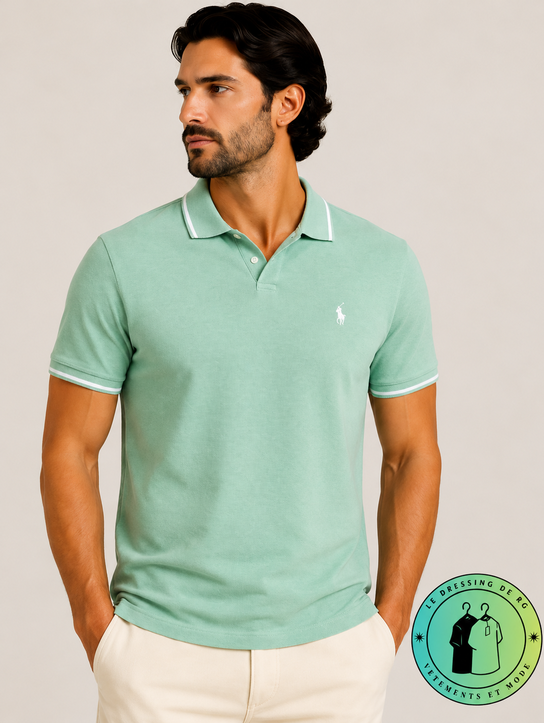 Polo en jacquard piqué Vert Menthe
