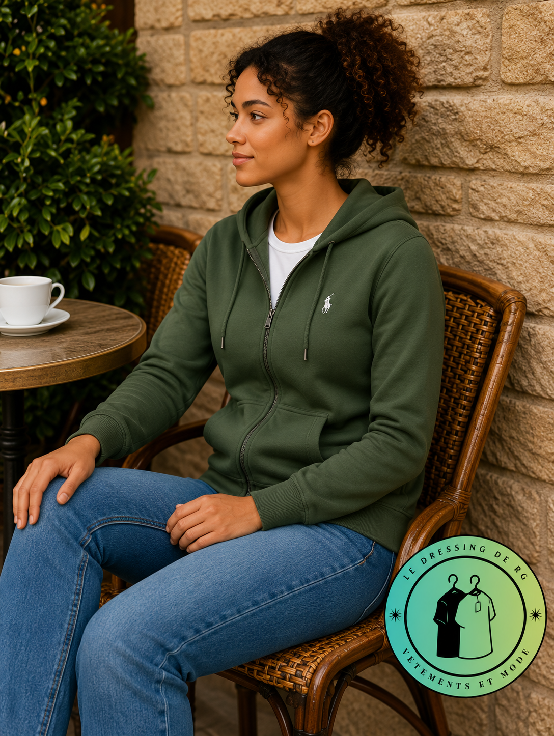 Polo Ralph Lauren  Sweat à capuche zippé en maille double Vert Foncé