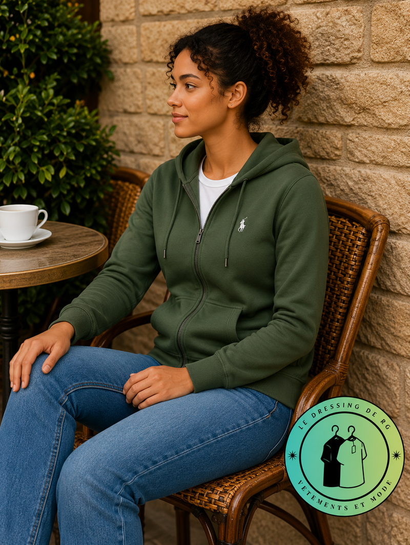 Polo Ralph Lauren  Sweat à capuche zippé en maille double Vert Foncé
