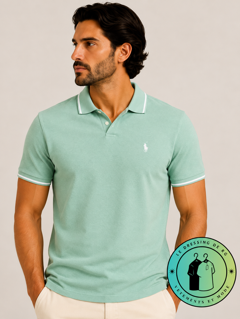 Polo en jacquard piqué Vert Menthe