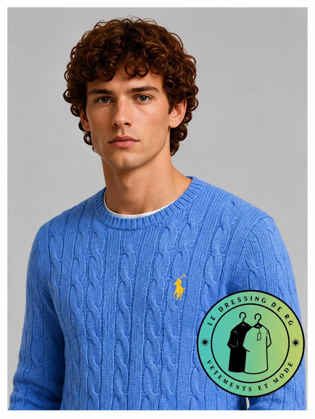 Polo Ralph Lauren   Pull pour homme en coton méché torsadé – Bleu