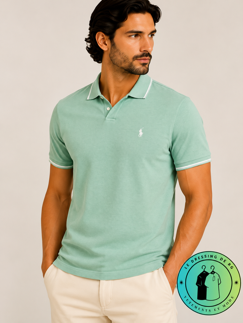Polo en jacquard piqué Vert Menthe
