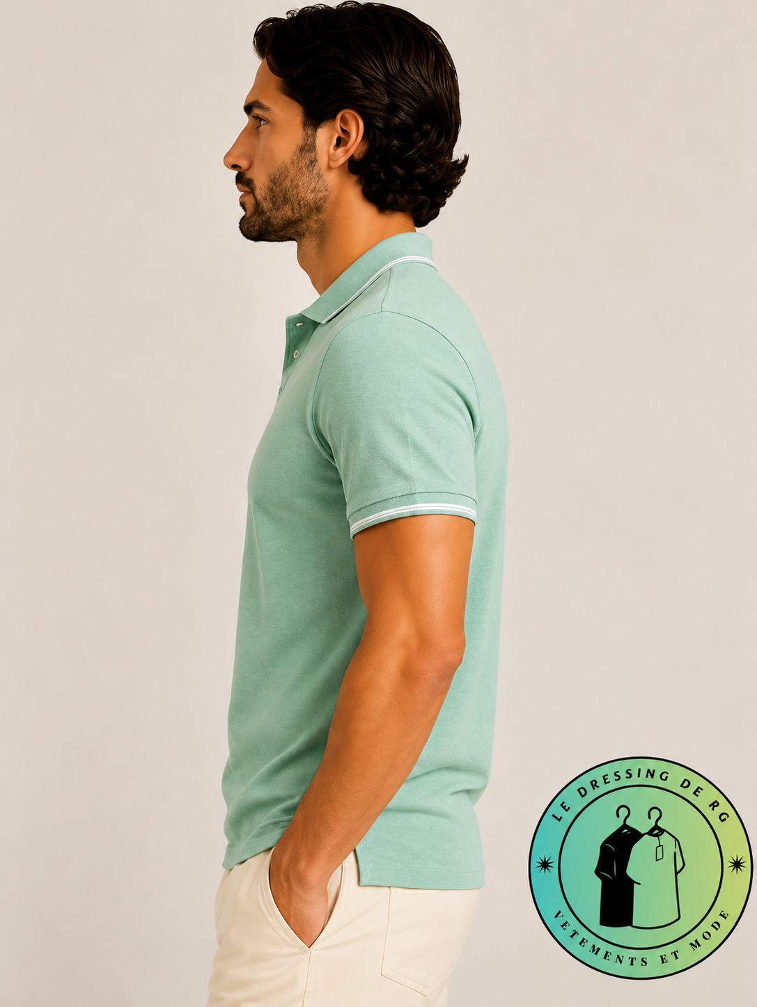 Polo en jacquard piqué Vert Menthe