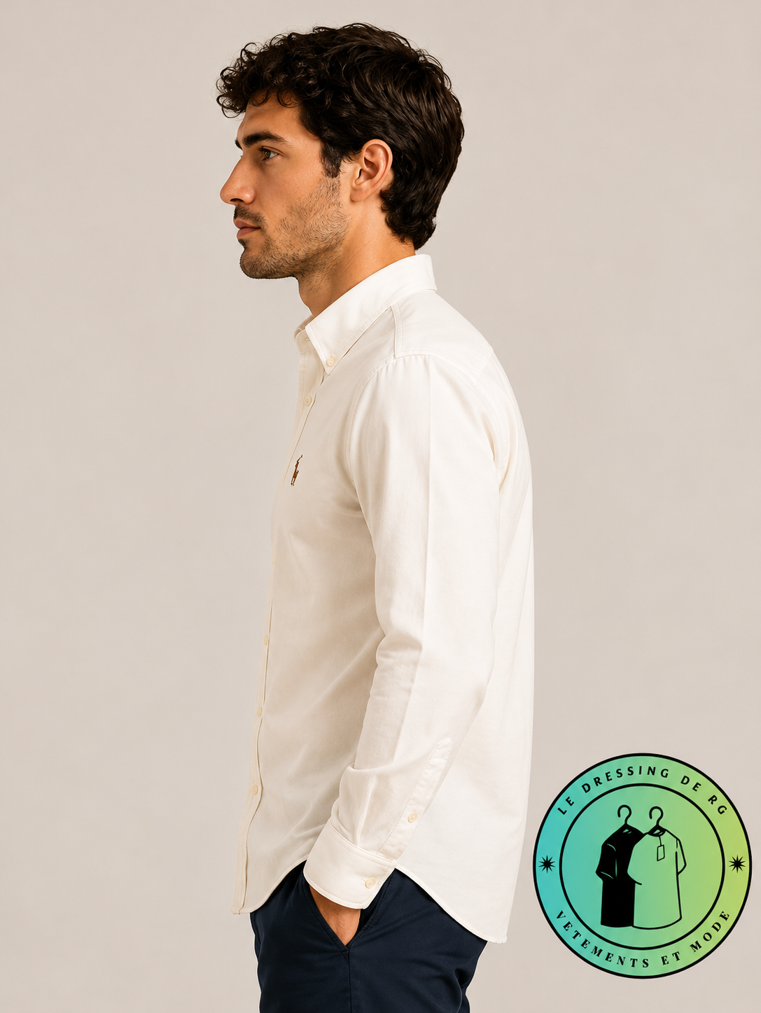 Chemise Polo Ralph Lauren en maille légère de coton piqué Crème