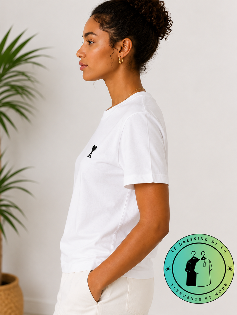 T-shirt en coton Ami de Cœur Blanc Cœur Noir