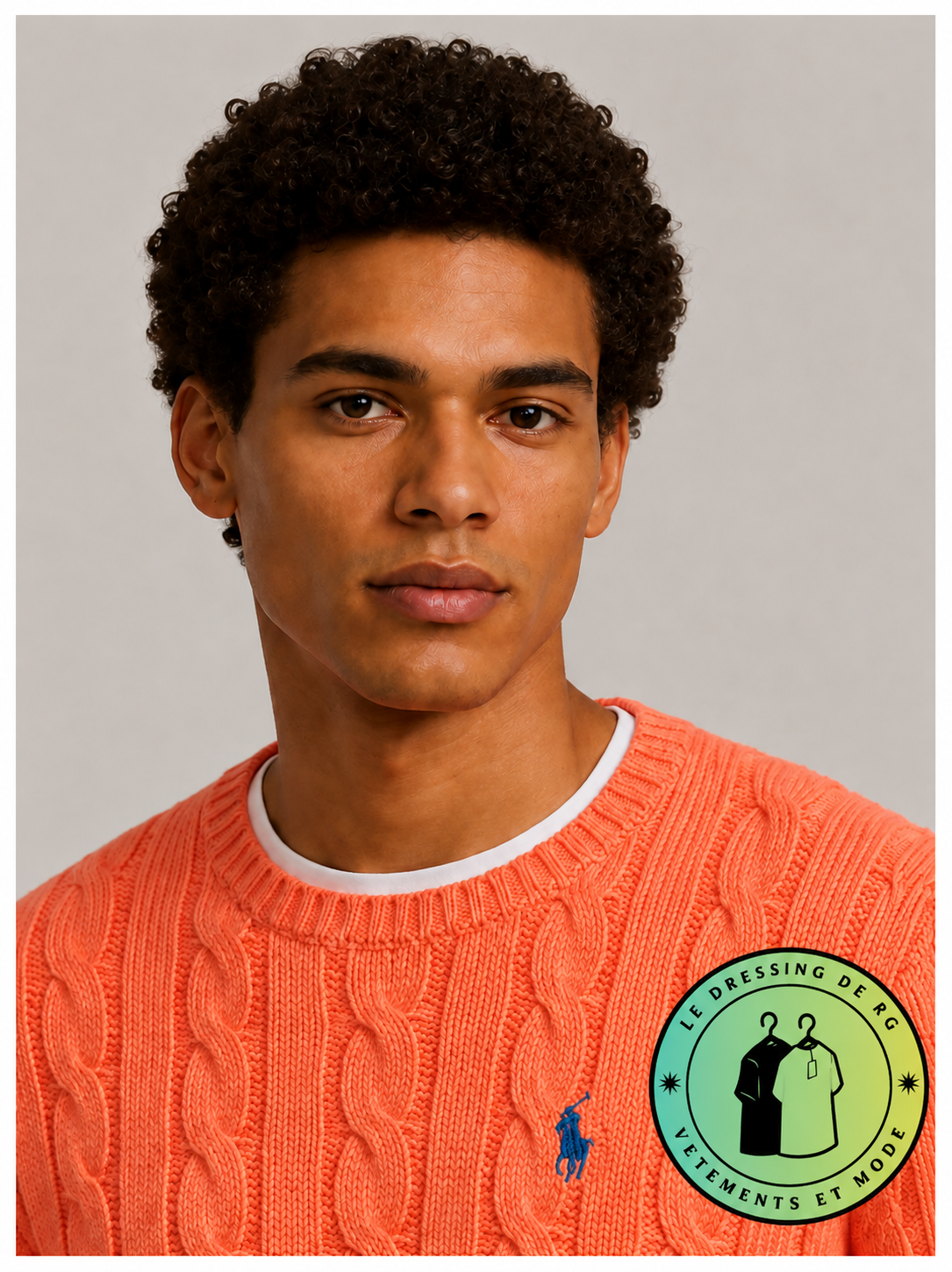 Polo Ralph Lauren   Pull pour homme en coton méché torsadé – Orange Clair