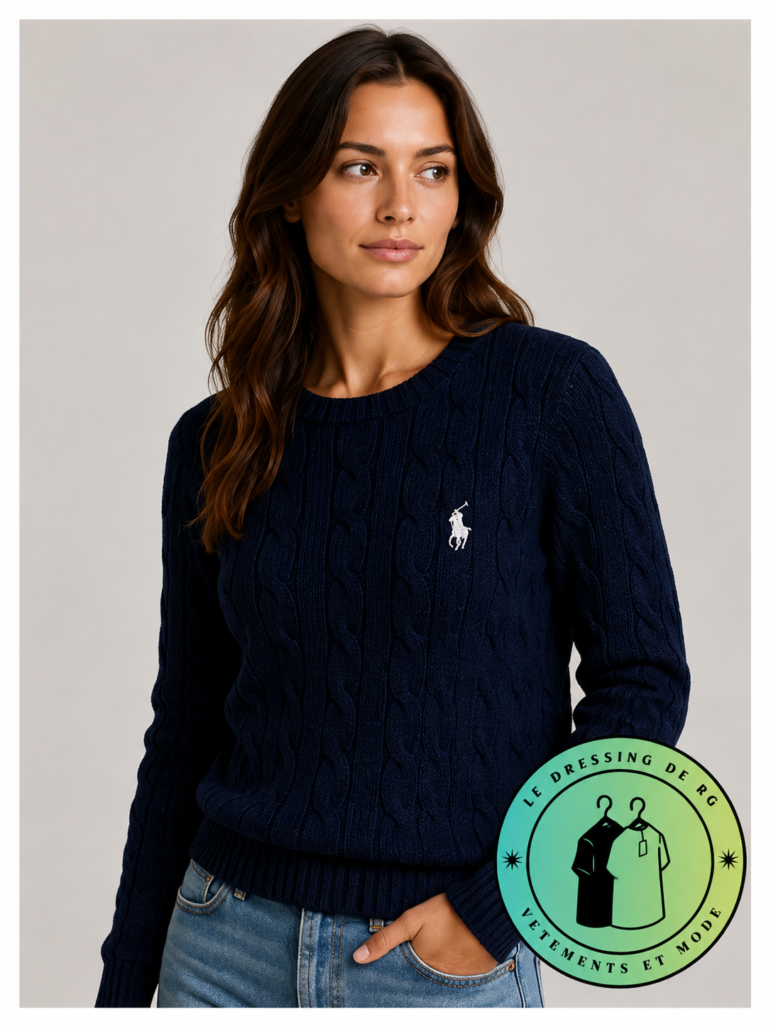 Polo Ralph Lauren   Pull pour homme en coton méché torsadé – Bleu Marine