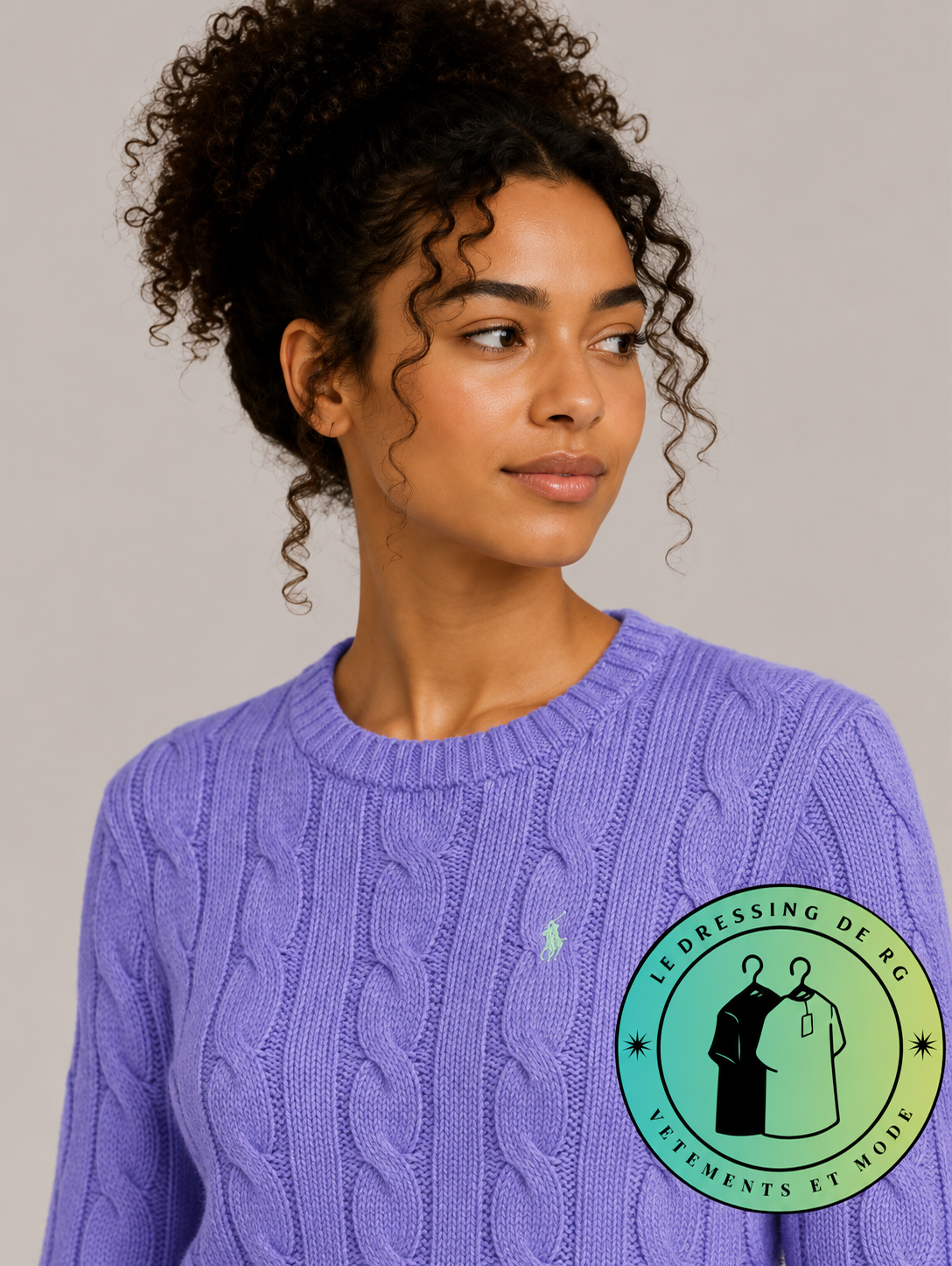 Polo Ralph Lauren   Pull pour homme en coton méché torsadé – Violet
