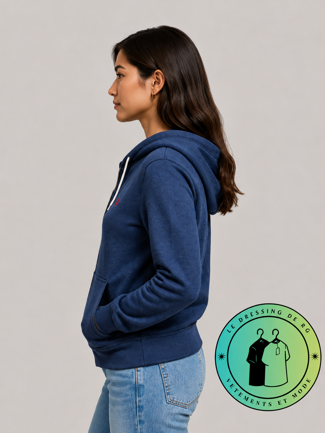 Polo Ralph Lauren   Sweat à capuche zippé en maille double Bleu Marine