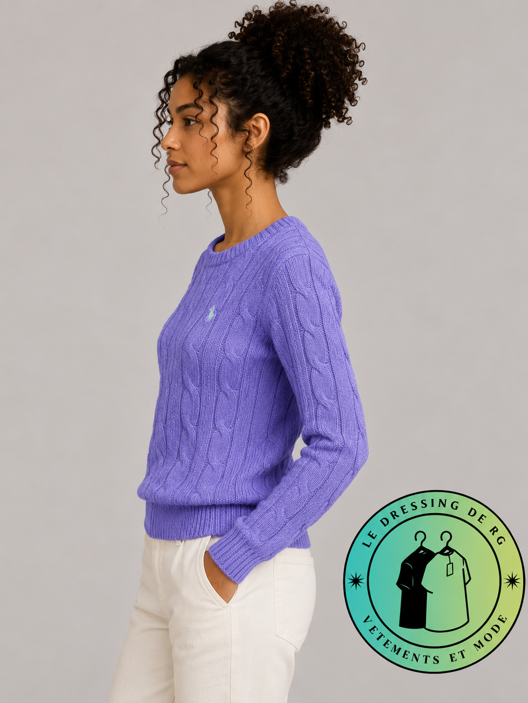 Polo Ralph Lauren   Pull pour homme en coton méché torsadé – Violet
