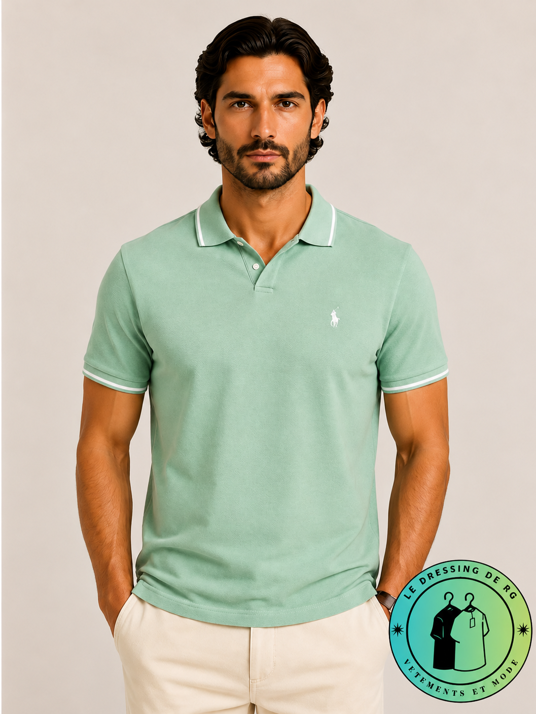 Polo en jacquard piqué Vert Menthe