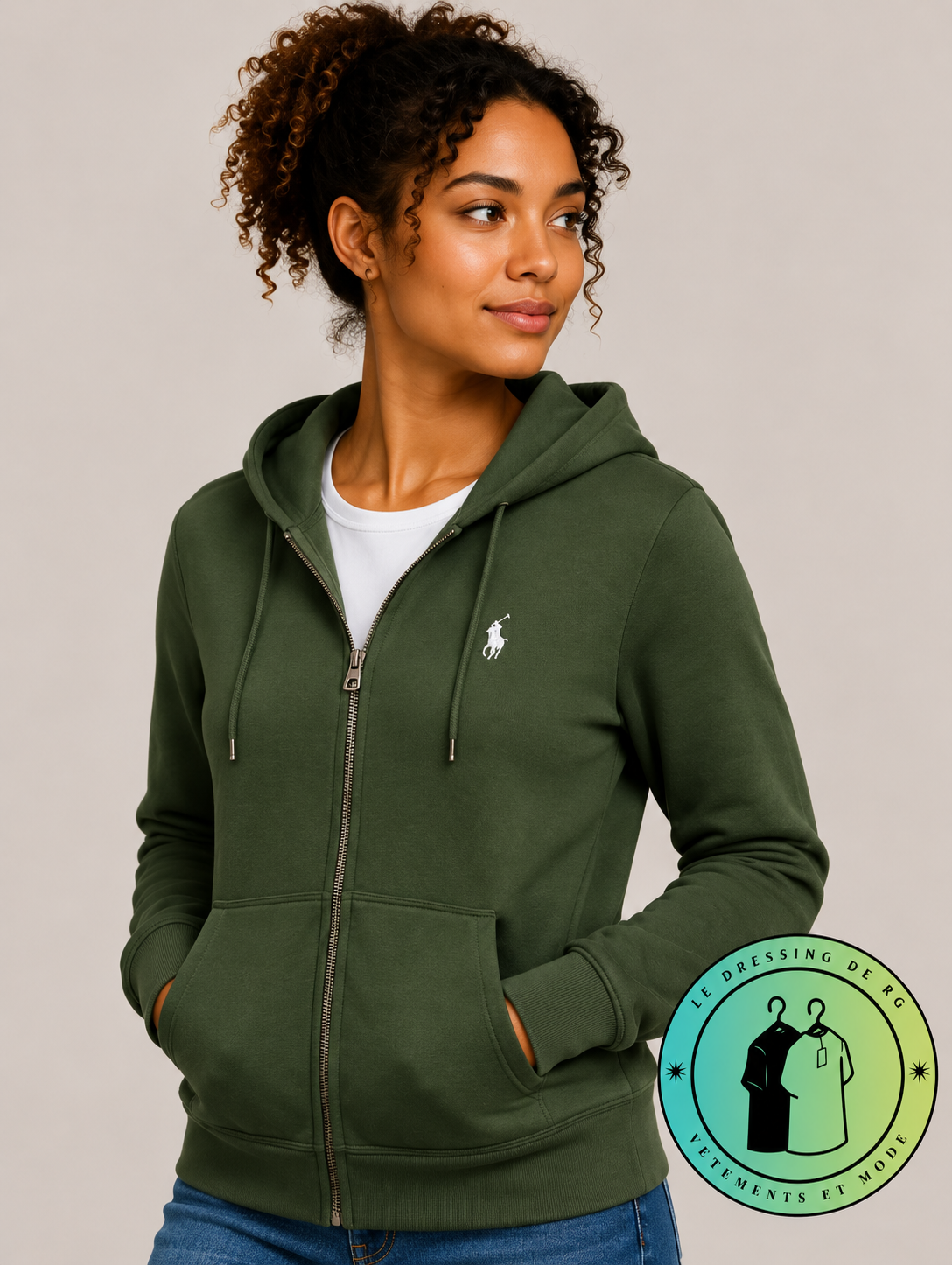 Polo Ralph Lauren  Sweat à capuche zippé en maille double Vert Foncé