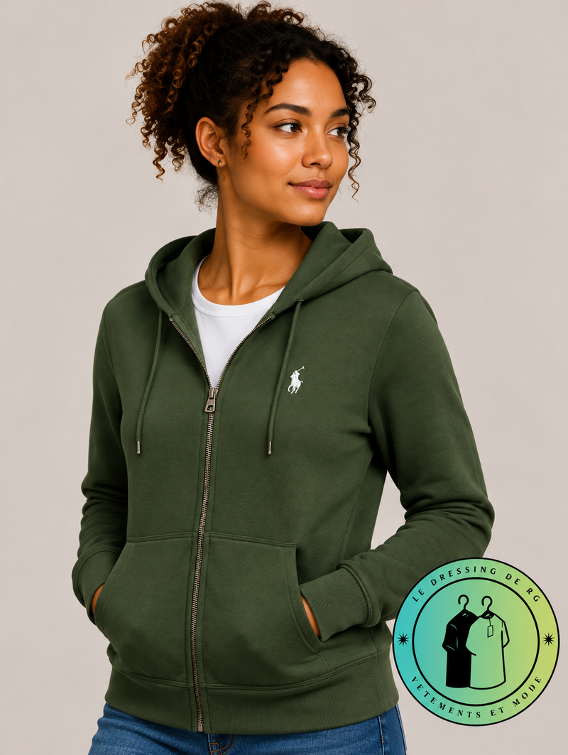 Polo Ralph Lauren  Sweat à capuche zippé en maille double Vert Foncé