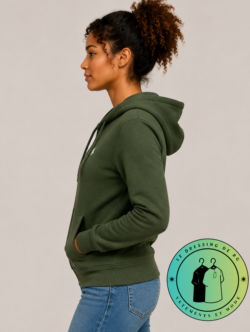 Polo Ralph Lauren  Sweat à capuche zippé en maille double Vert Foncé