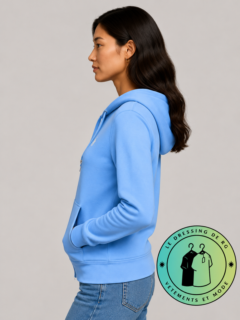 Polo Ralph Lauren   Sweat à capuche zippé en maille double Bleu Ciel