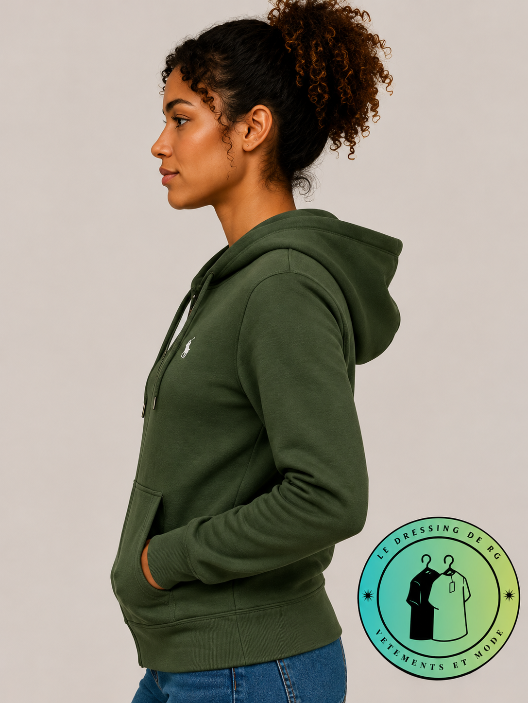 Polo Ralph Lauren  Sweat à capuche zippé en maille double Vert Foncé