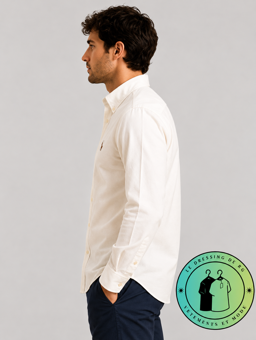 Chemise Polo Ralph Lauren en maille légère de coton piqué Crème