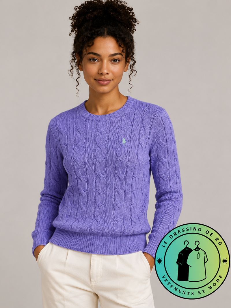 Polo Ralph Lauren   Pull pour homme en coton méché torsadé – Violet