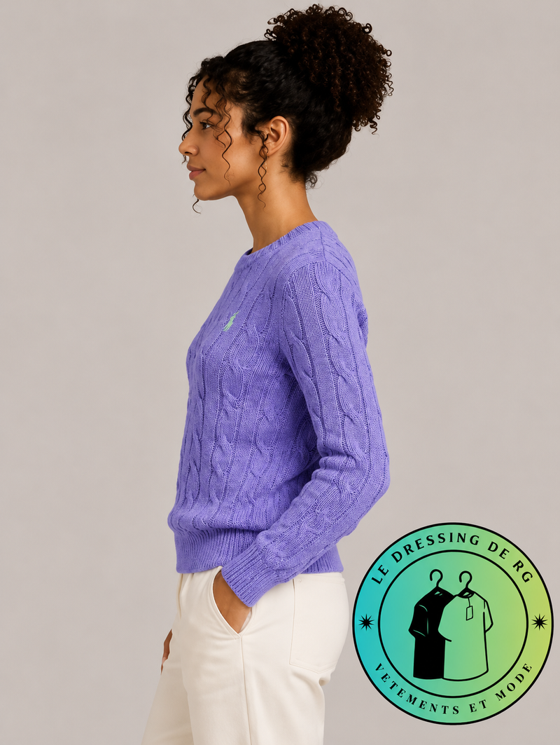 Polo Ralph Lauren   Pull pour homme en coton méché torsadé – Violet