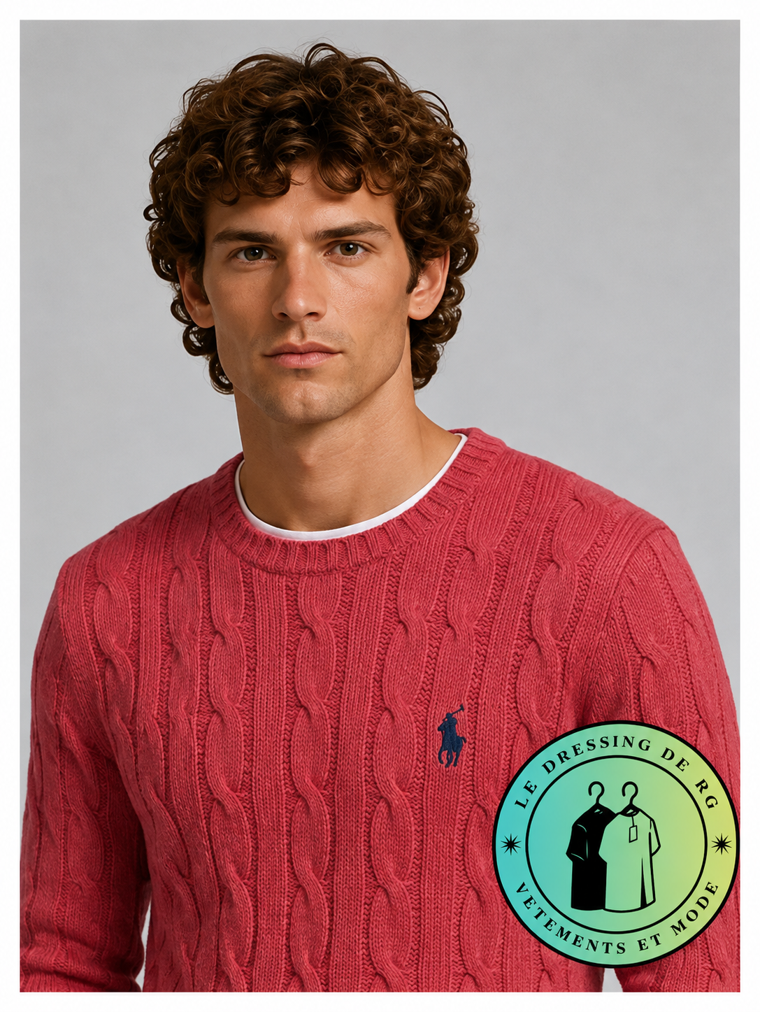 Polo Ralph Lauren   Pull pour homme en coton méché torsadé – Rose Fraise