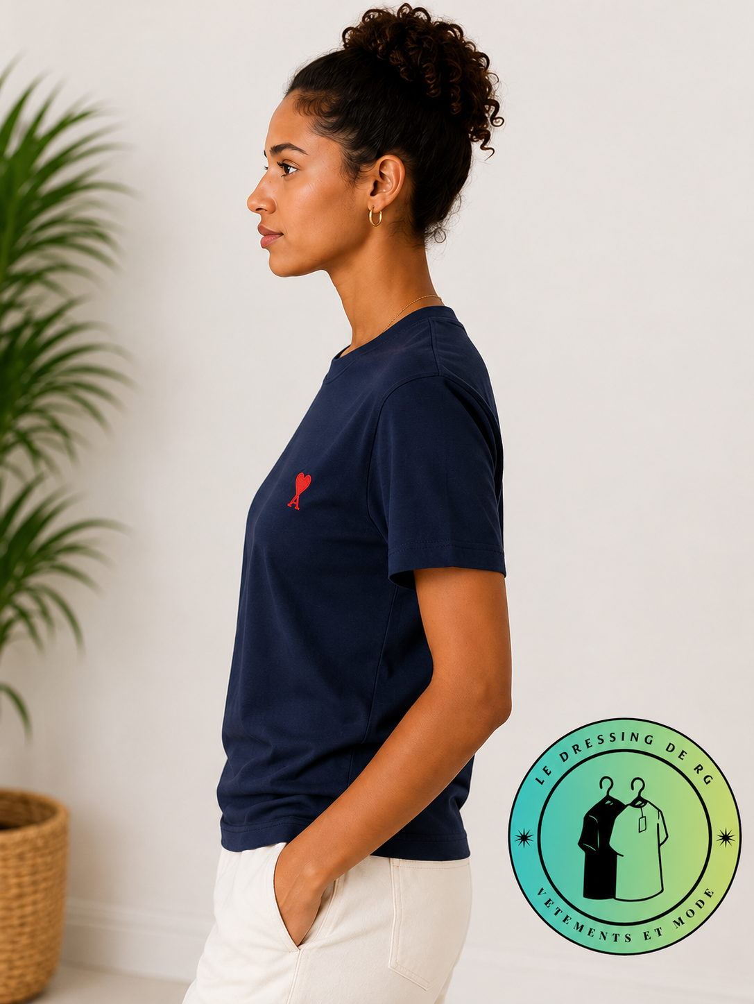 T-shirt en coton Ami de Cœur Bleu Marine Cœur Rouge