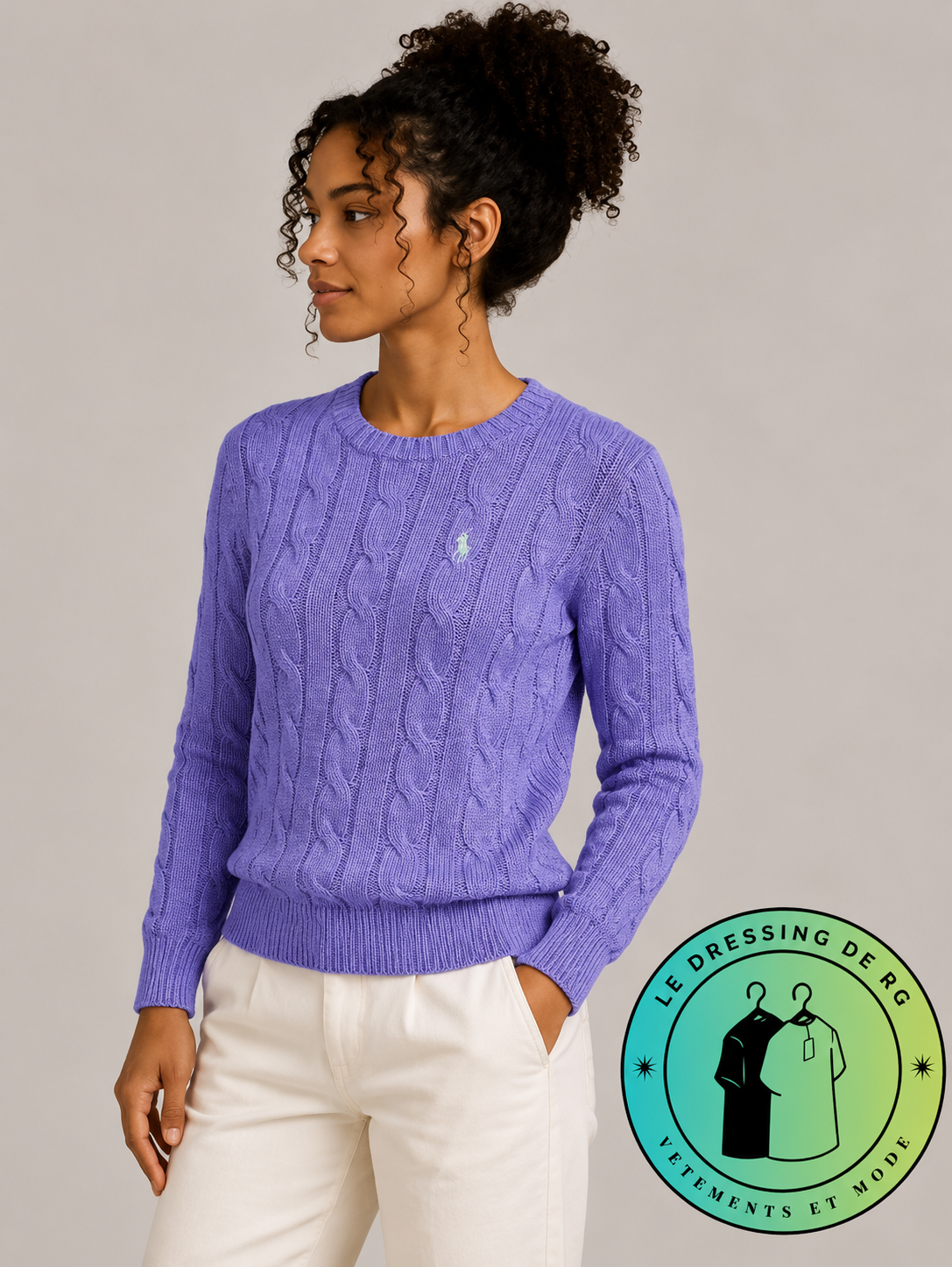 Polo Ralph Lauren   Pull pour homme en coton méché torsadé – Violet