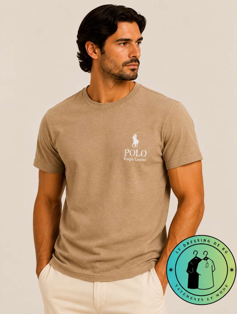 T-shirt Polo Ralph Lauren Classic Fit Logo Marron Clair - Newport Navy