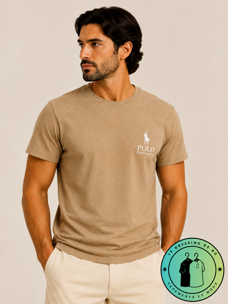 T-shirt Polo Ralph Lauren Classic Fit Logo Marron Clair - Newport Navy