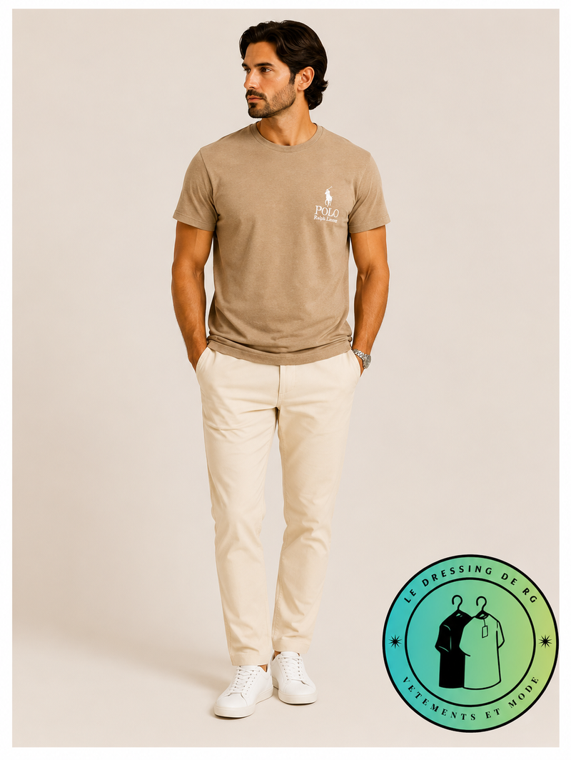 T-shirt Polo Ralph Lauren Classic Fit Logo Marron Clair - Newport Navy