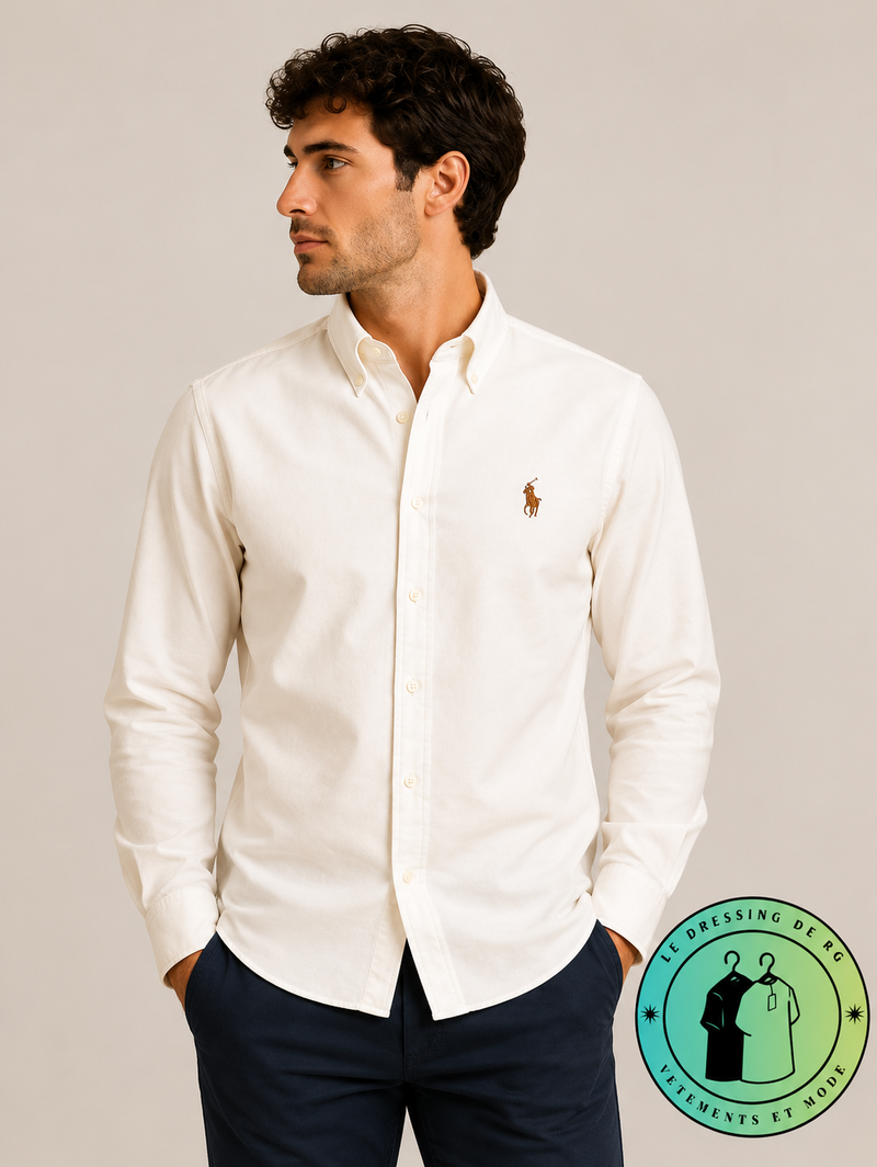 Chemise Polo Ralph Lauren en maille légère de coton piqué Crème