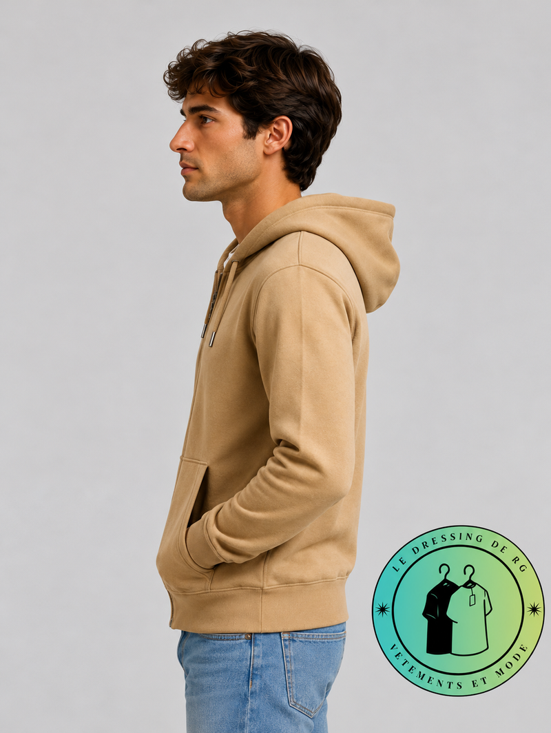 Polo Ralph Lauren  Sweat à capuche zippé en maille double Marron Clair