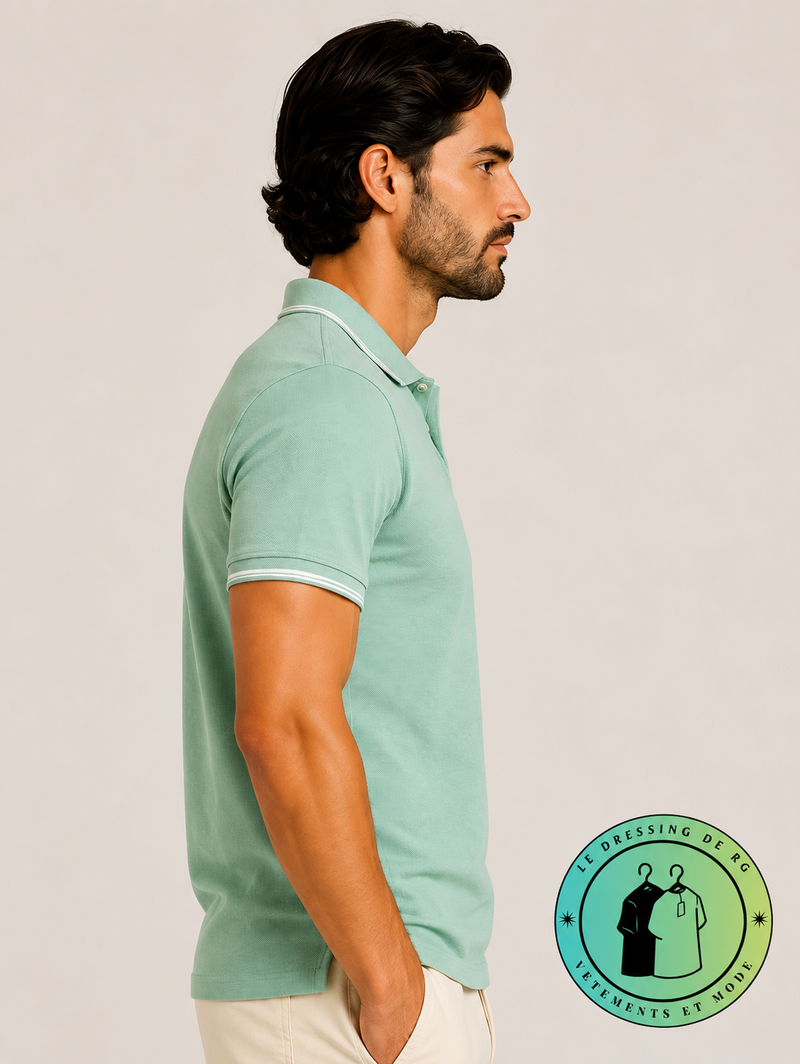 Polo en jacquard piqué Vert Menthe