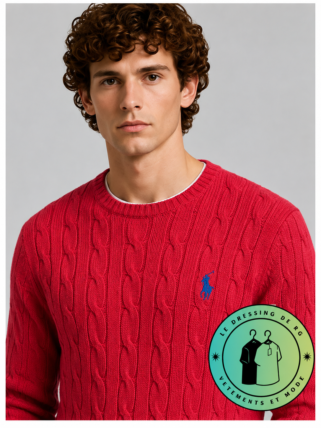 Polo Ralph Lauren   Pull pour homme en coton méché torsadé – Rouge pâle