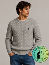 Polo Ralph Lauren   Pull pour homme en coton méché torsadé – Gris Foncé