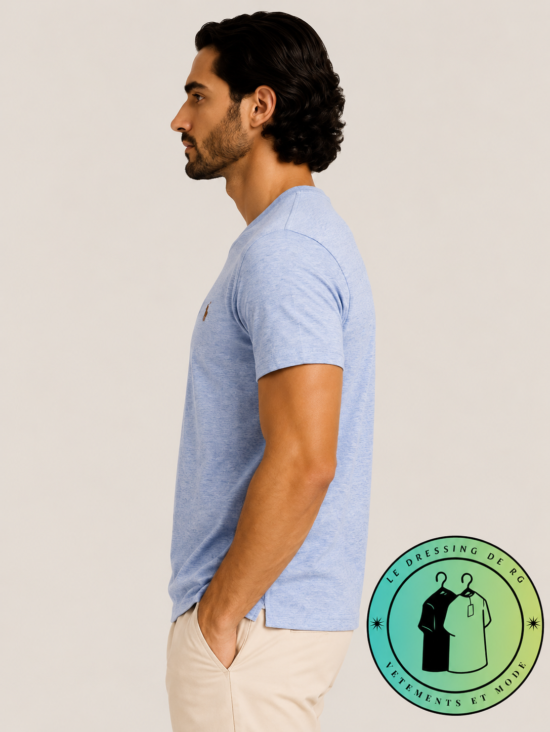 T-shirt Custom Slim Fit en coton doux Bleu Chiné