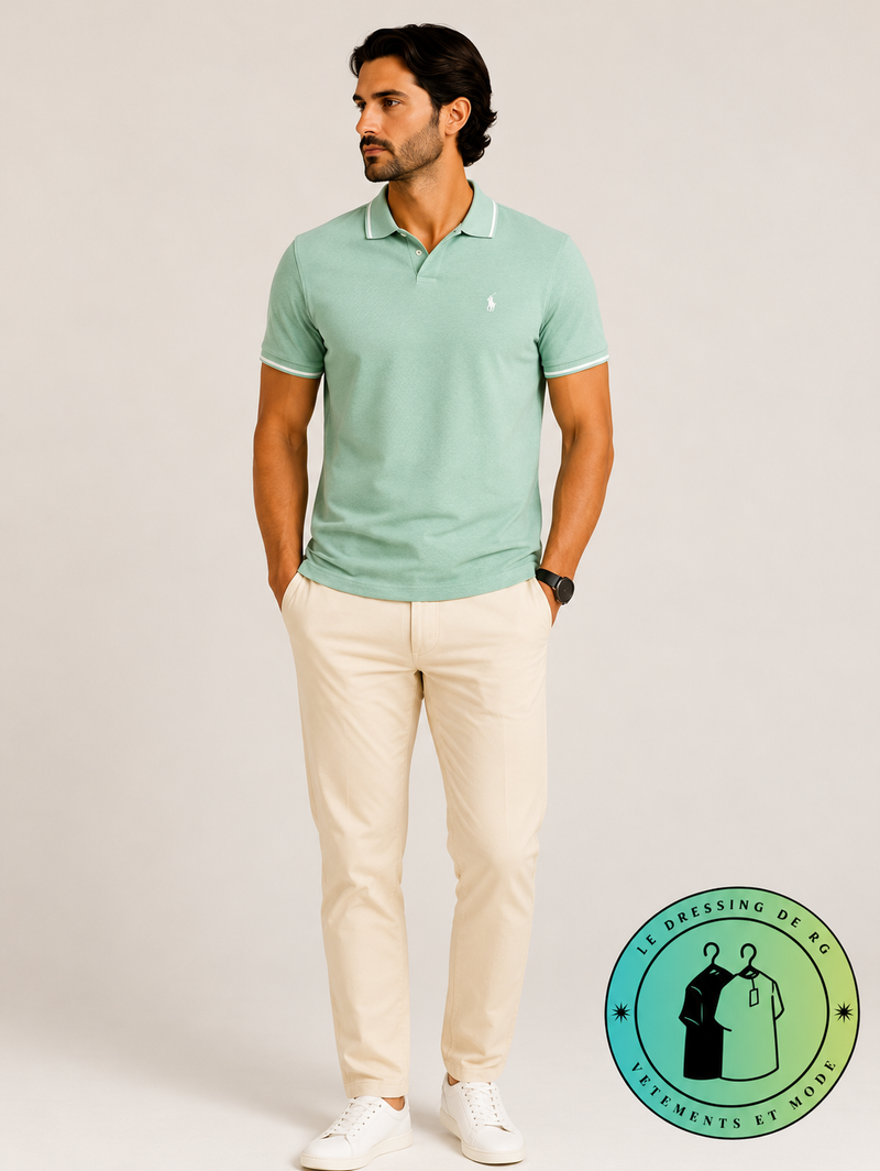 Polo en jacquard piqué Vert Menthe