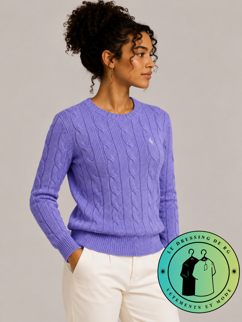 Polo Ralph Lauren   Pull pour homme en coton méché torsadé – Violet