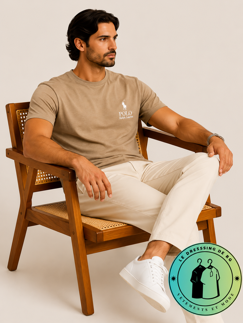 T-shirt Polo Ralph Lauren Classic Fit Logo Marron Clair - Newport Navy