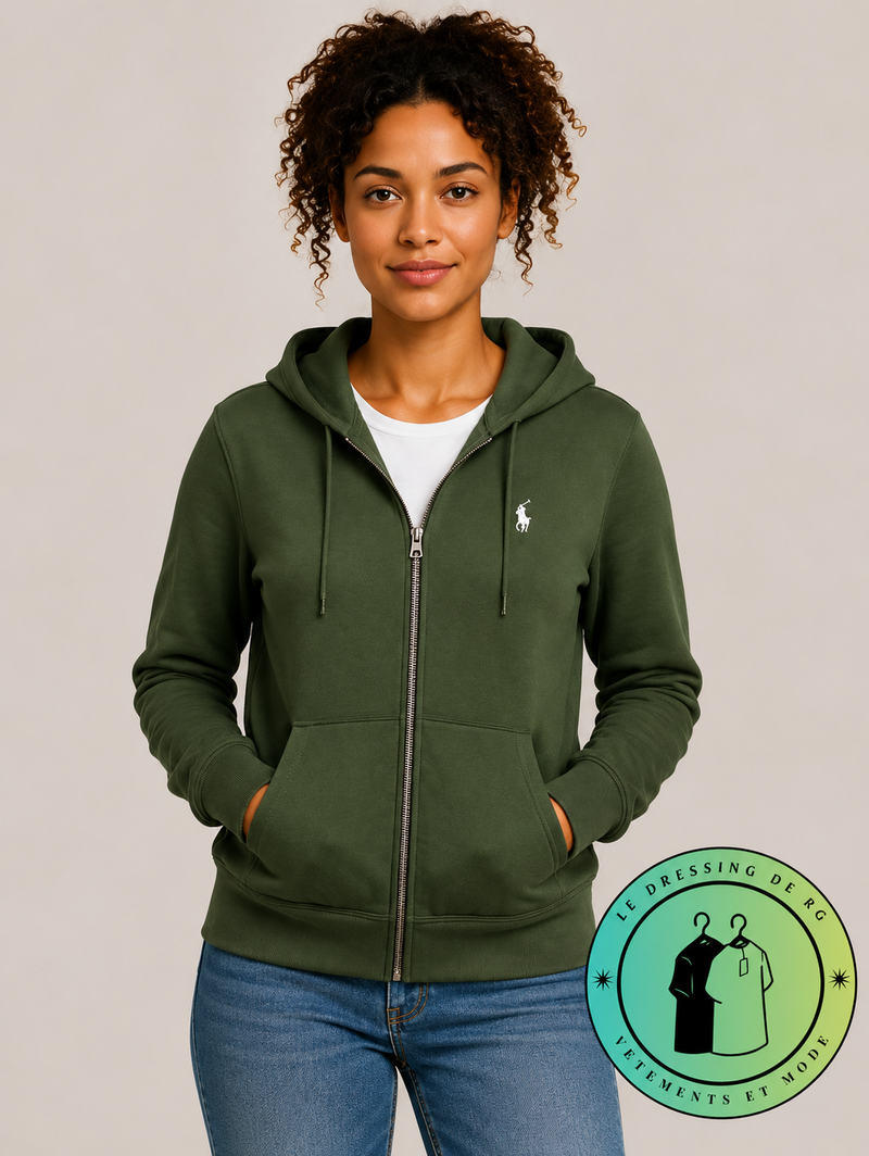 Polo Ralph Lauren  Sweat à capuche zippé en maille double Vert Foncé