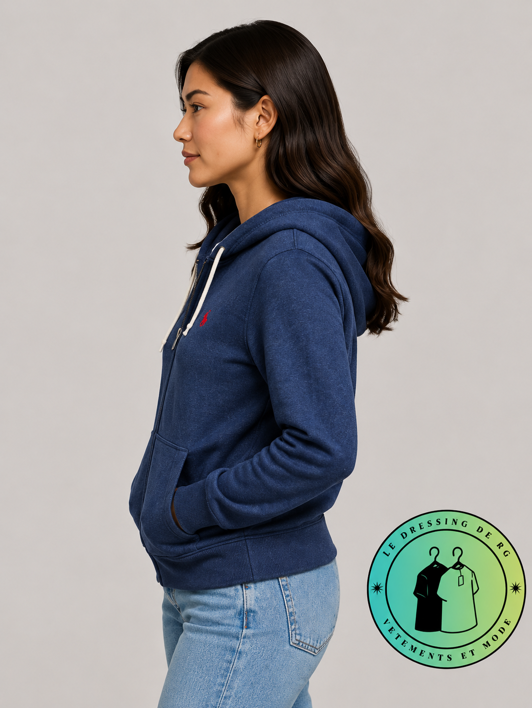 Polo Ralph Lauren   Sweat à capuche zippé en maille double Bleu Marine