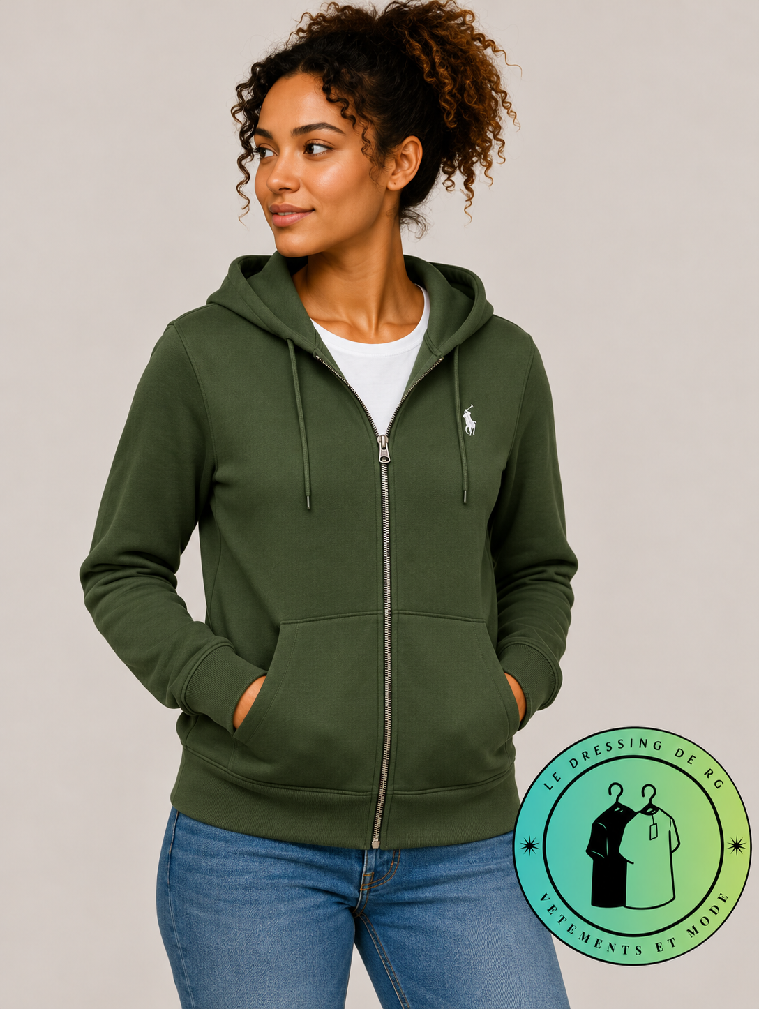 Polo Ralph Lauren  Sweat à capuche zippé en maille double Vert Foncé
